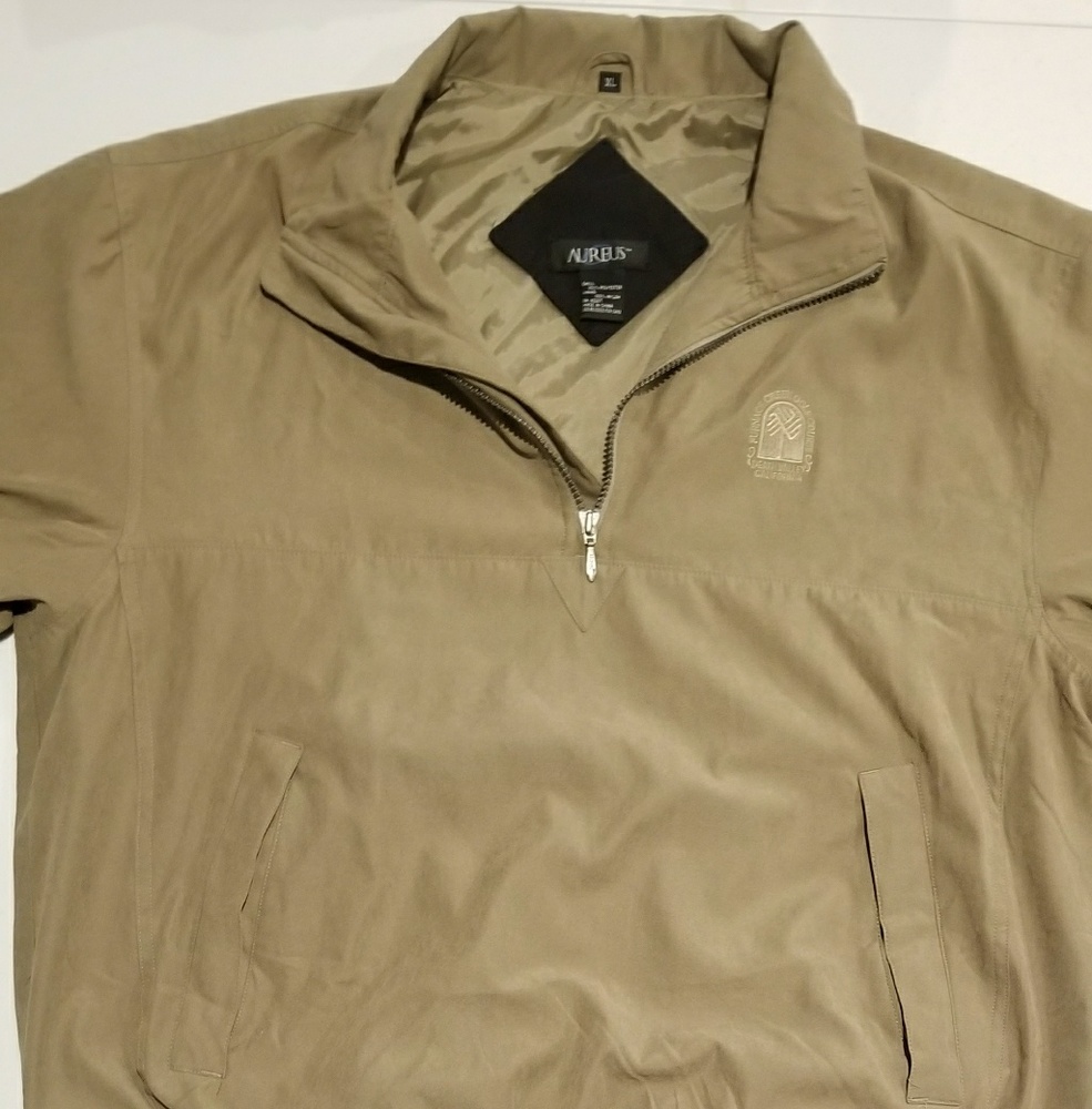 Aureus Mens Beige Microfiber Short Sleeve Jacket